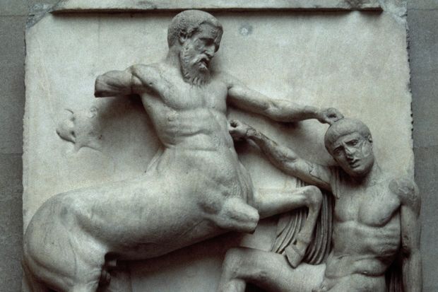 Parthenon marble depicting part of the batlle between the Centaurs and the Lapiths to illustrate The British Museum’s hostility to whistleblowing duplicates academia’s