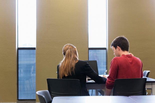 Female mentor with student