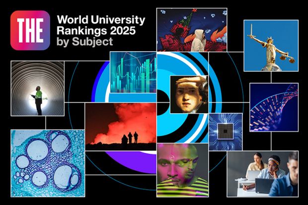 World University Rankings by Subject 2025. Montage of different subjects