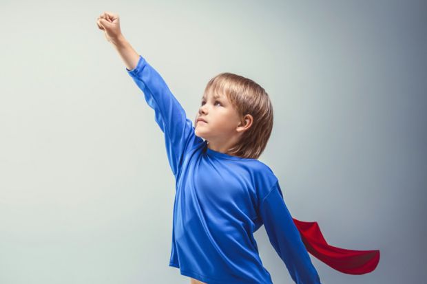 Young boy dressed as superhero, world's best young universities