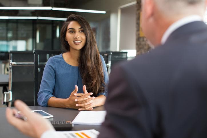 University student at a job interview