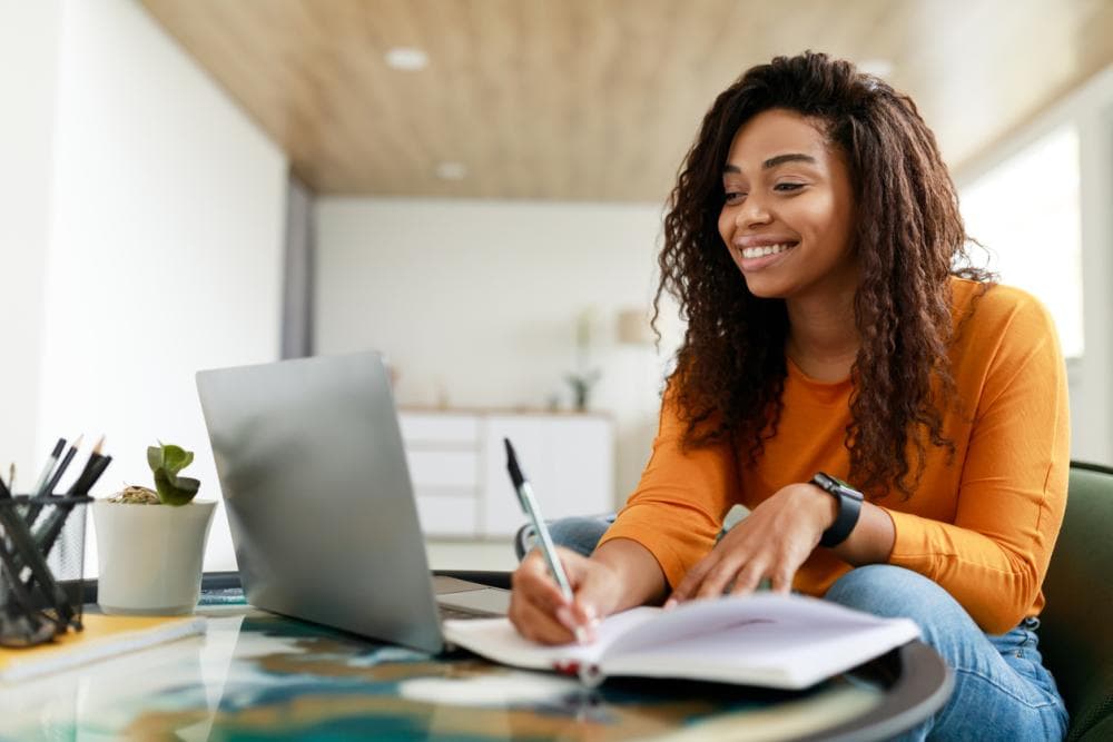 Student on computer